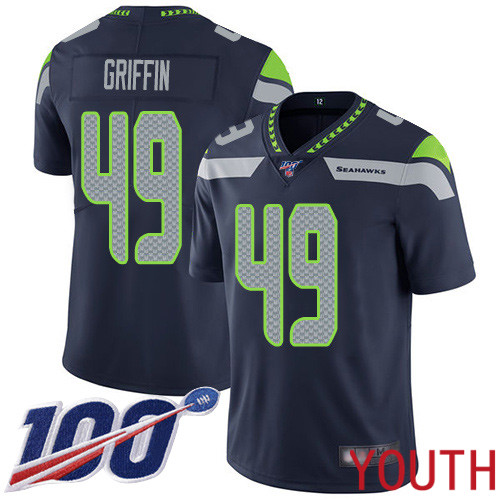 Seattle Seahawks Limited Navy Blue Youth Shaquem Griffin Home Jersey NFL Football #49 100th Season Vapor Untouchable